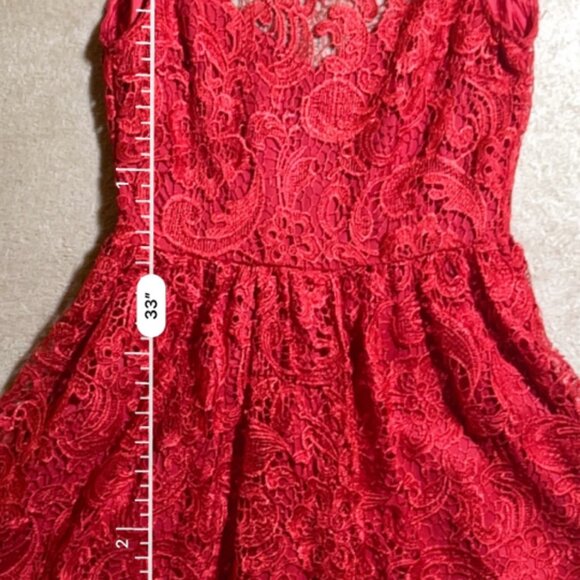 Jun & Ivy Women Small Red Knee Length Floral Lace Crochet‎ Sleeveless Dress - Picture 6 of 9